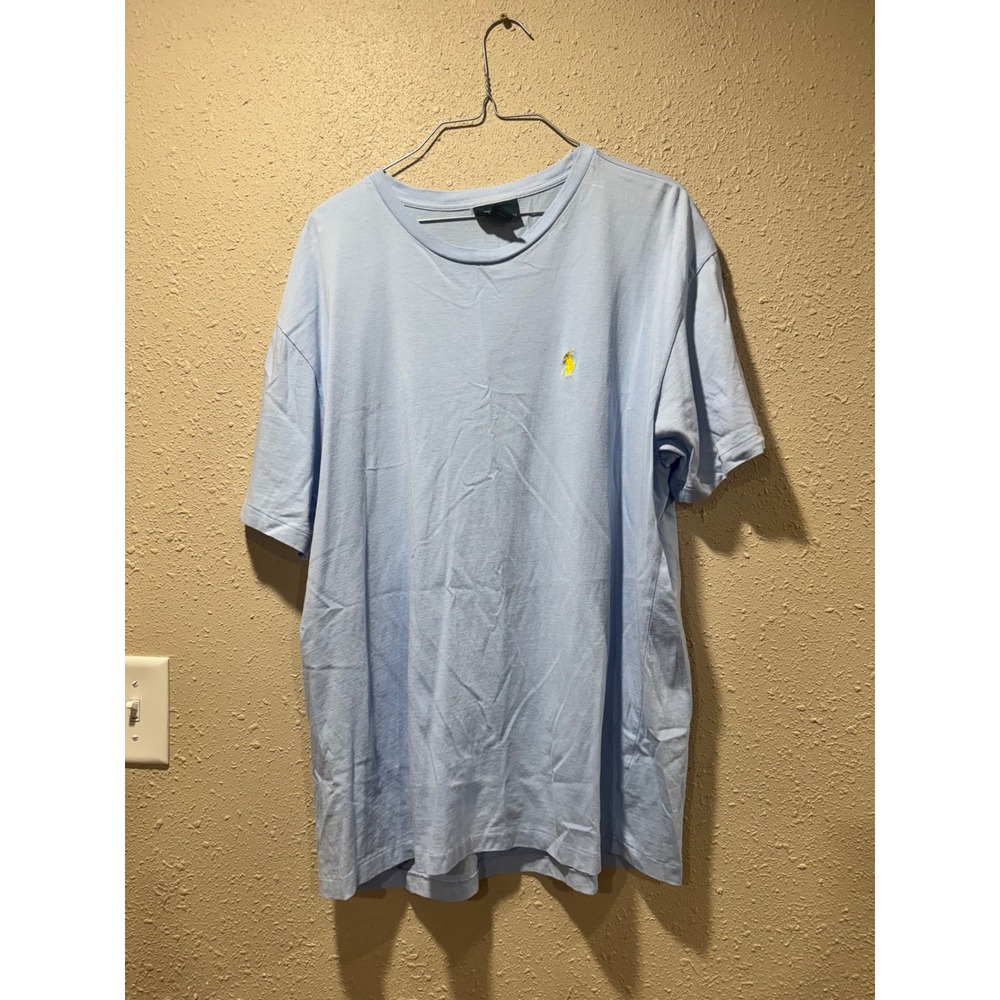 Polo Ralph Lauren Mens T-Shirt Large Light Blue Yellow Pony Logo Cotton Crewneck